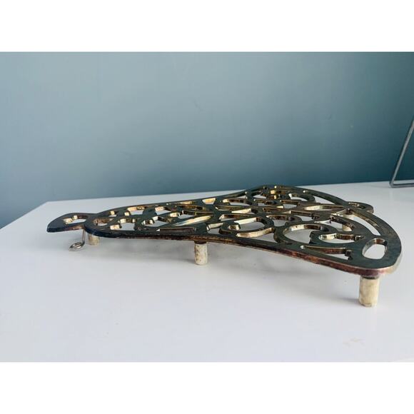 Vintage William A. Rogers Gold Plated Patina Christmas Bell Trivet Holiday Decor - Picture 10 of 10